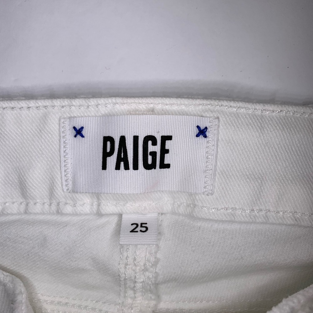 PAIGE DENIM Jax Knee Short cut off edition in crisp white size 25 - Picture 5 of 10